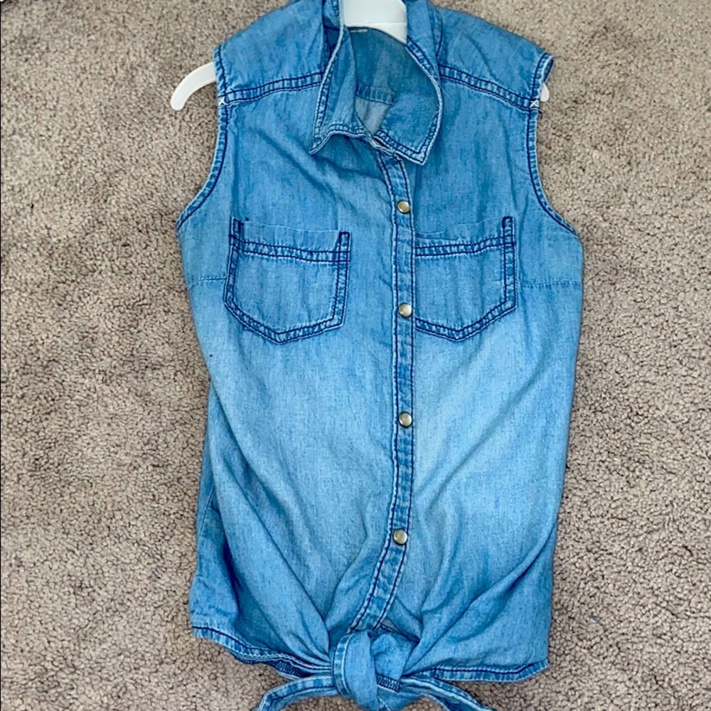 button down denim top